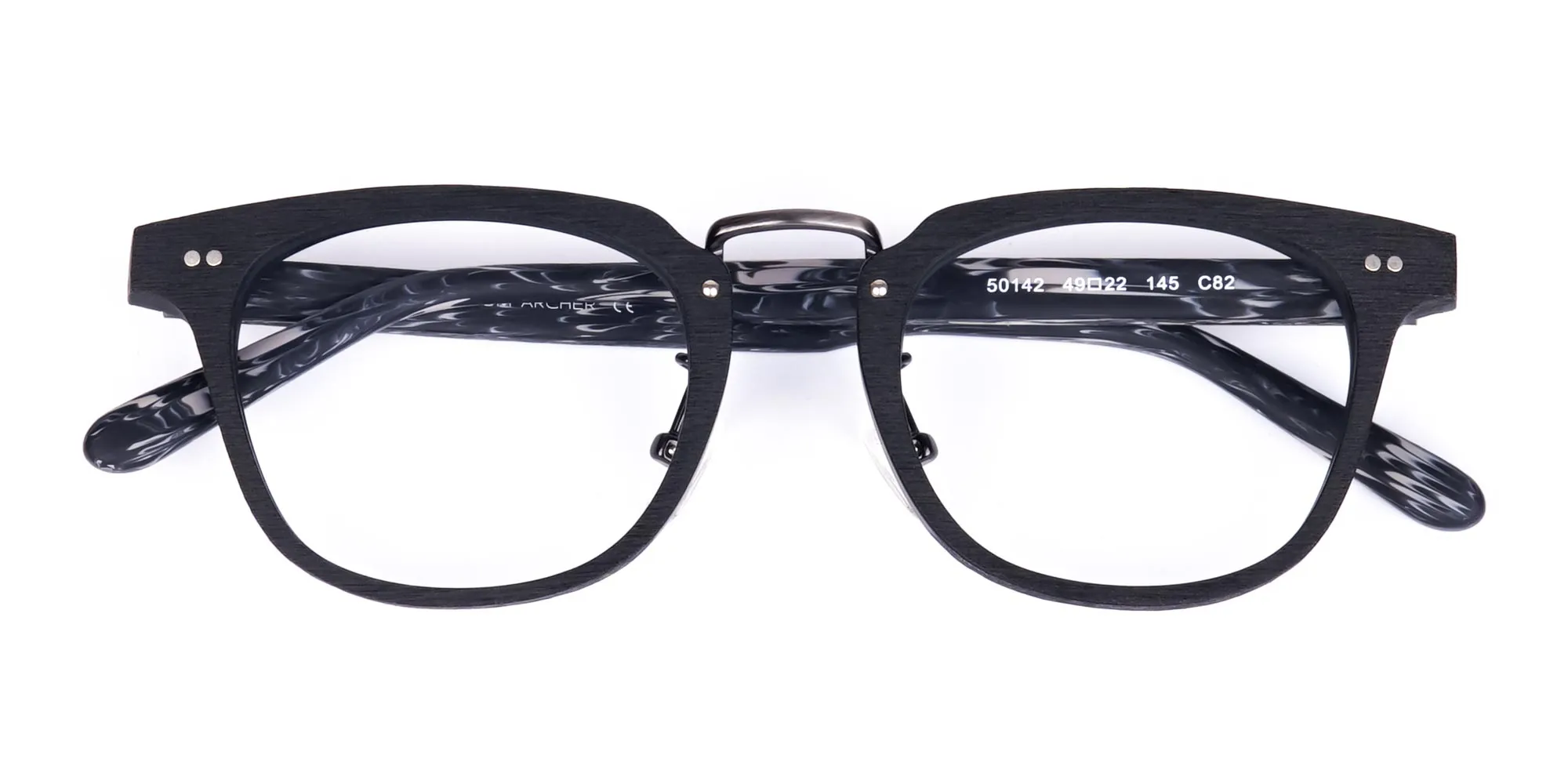 Black Square Full Rim Wooden Glasses-2