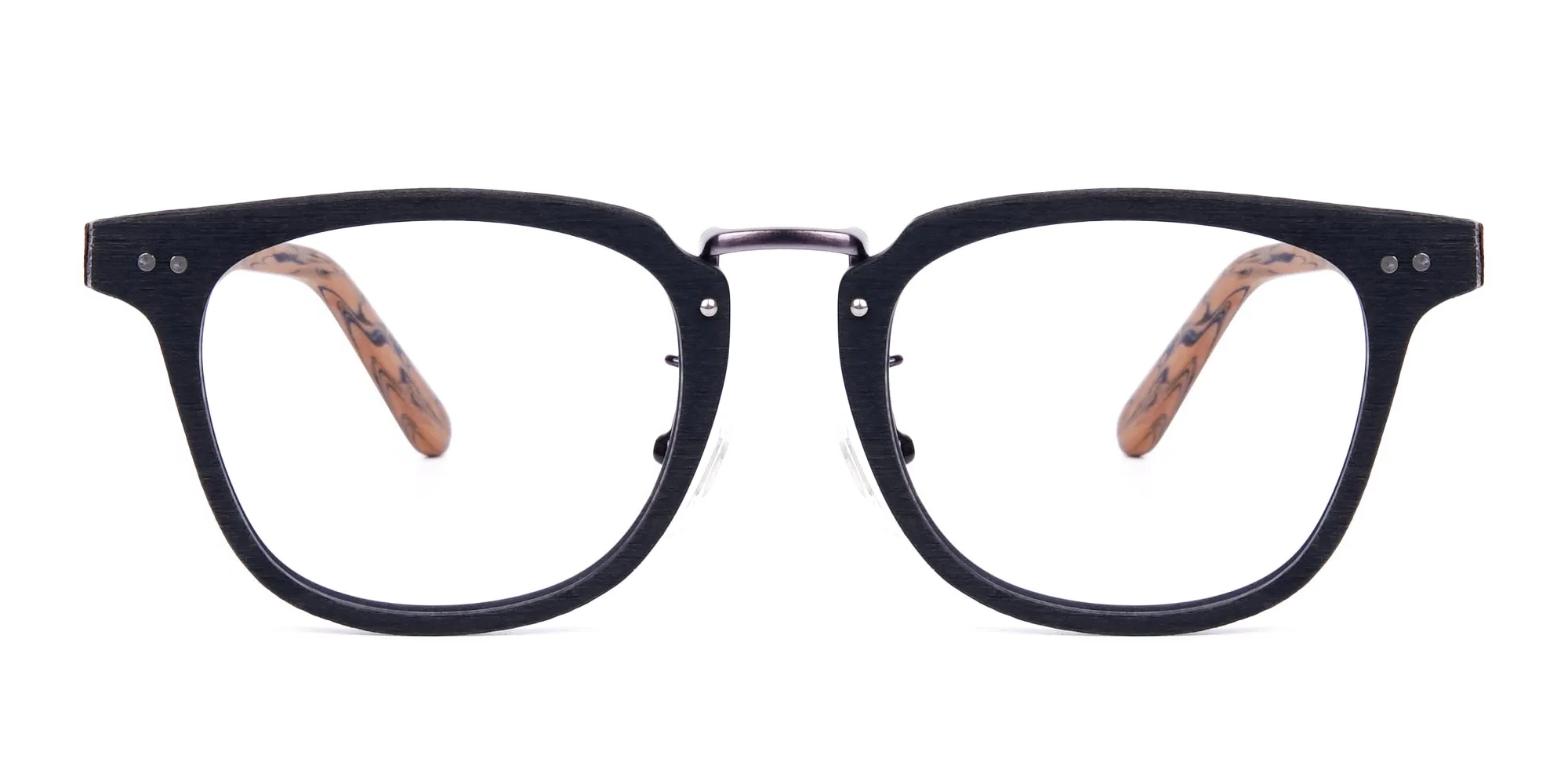 Brown and Black Full Rim Wooden Glasses-2
