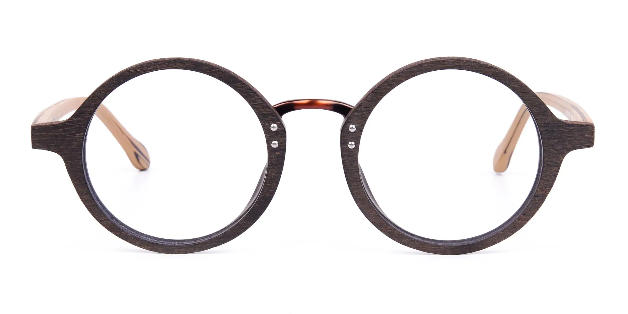 Brown Round Full Rim Wooden Glasses-2