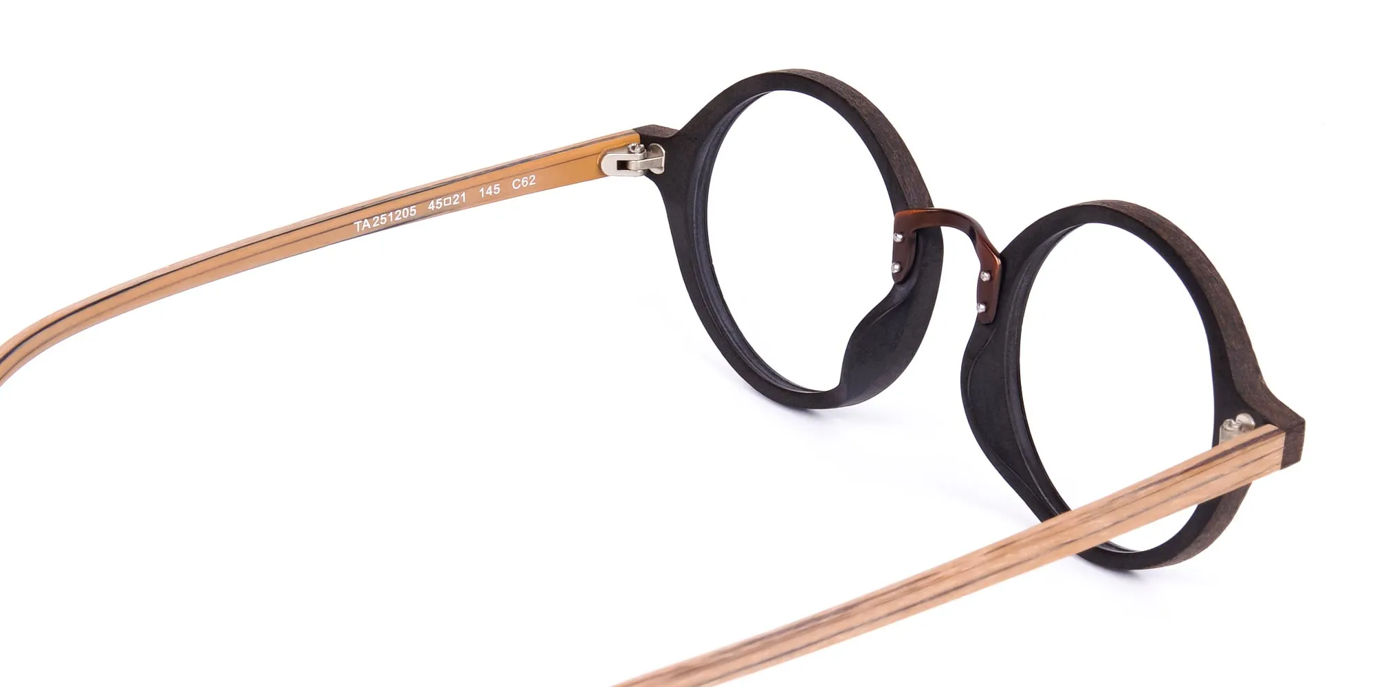 Brown Round Full Rim Wooden Glasses-2