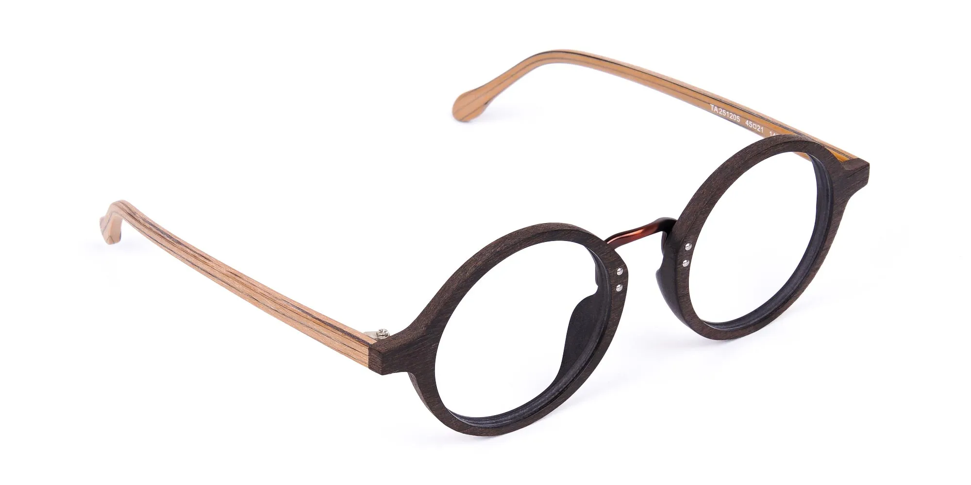 Brown Round Full Rim Wooden Glasses-2