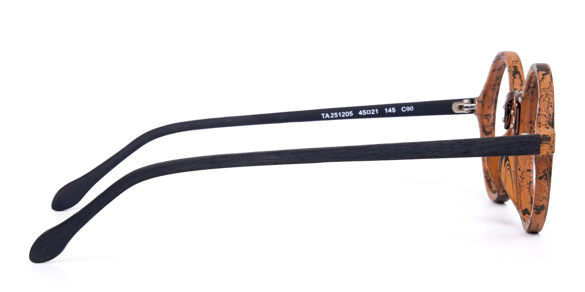 Elm Brown Round Full Rim Wooden Glasses-2