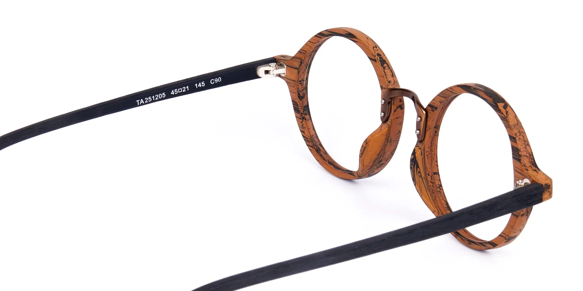 Elm Brown Round Full Rim Wooden Glasses-2