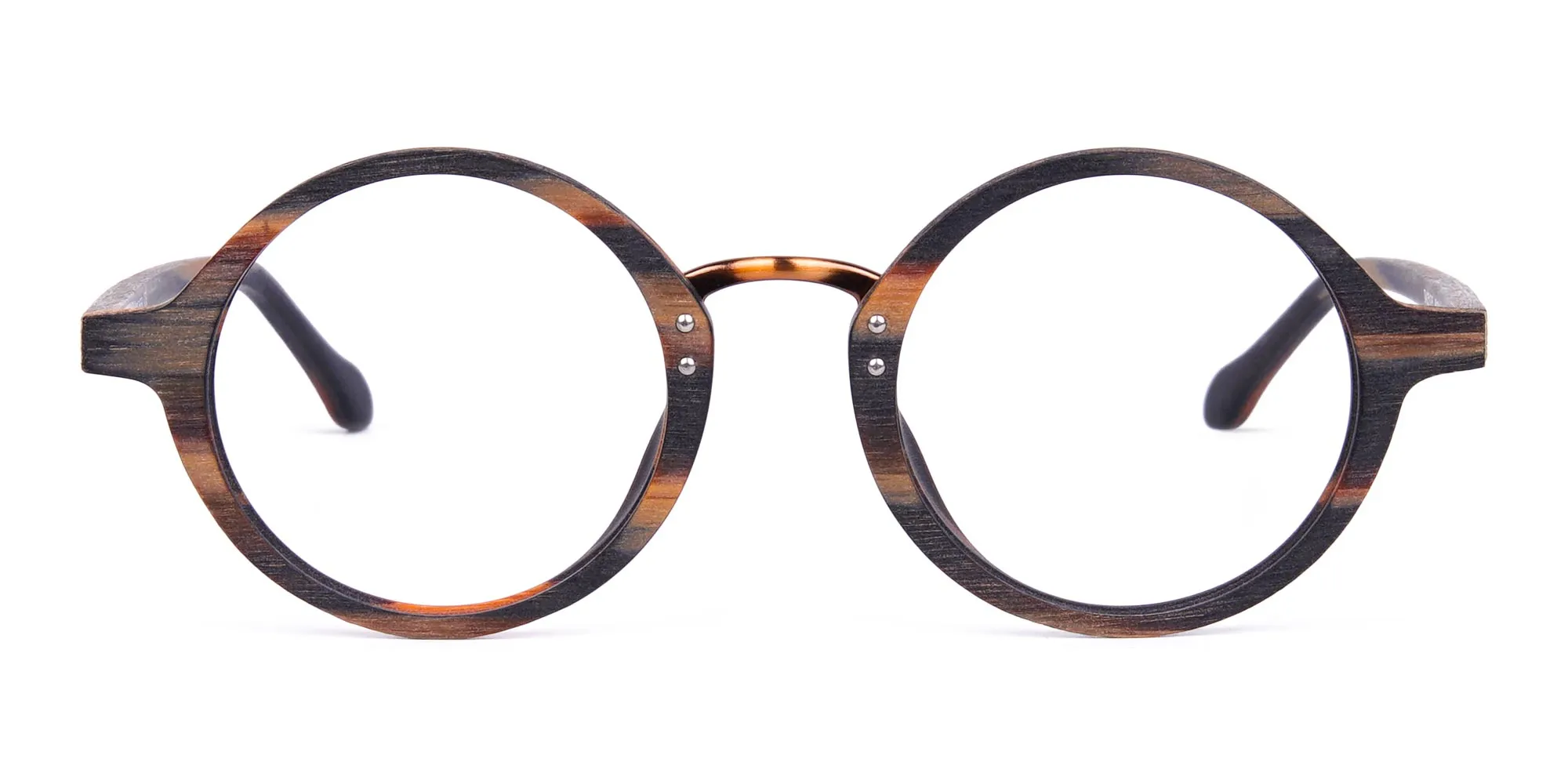 Tortoise Round Full Rim Wooden Glasses -2