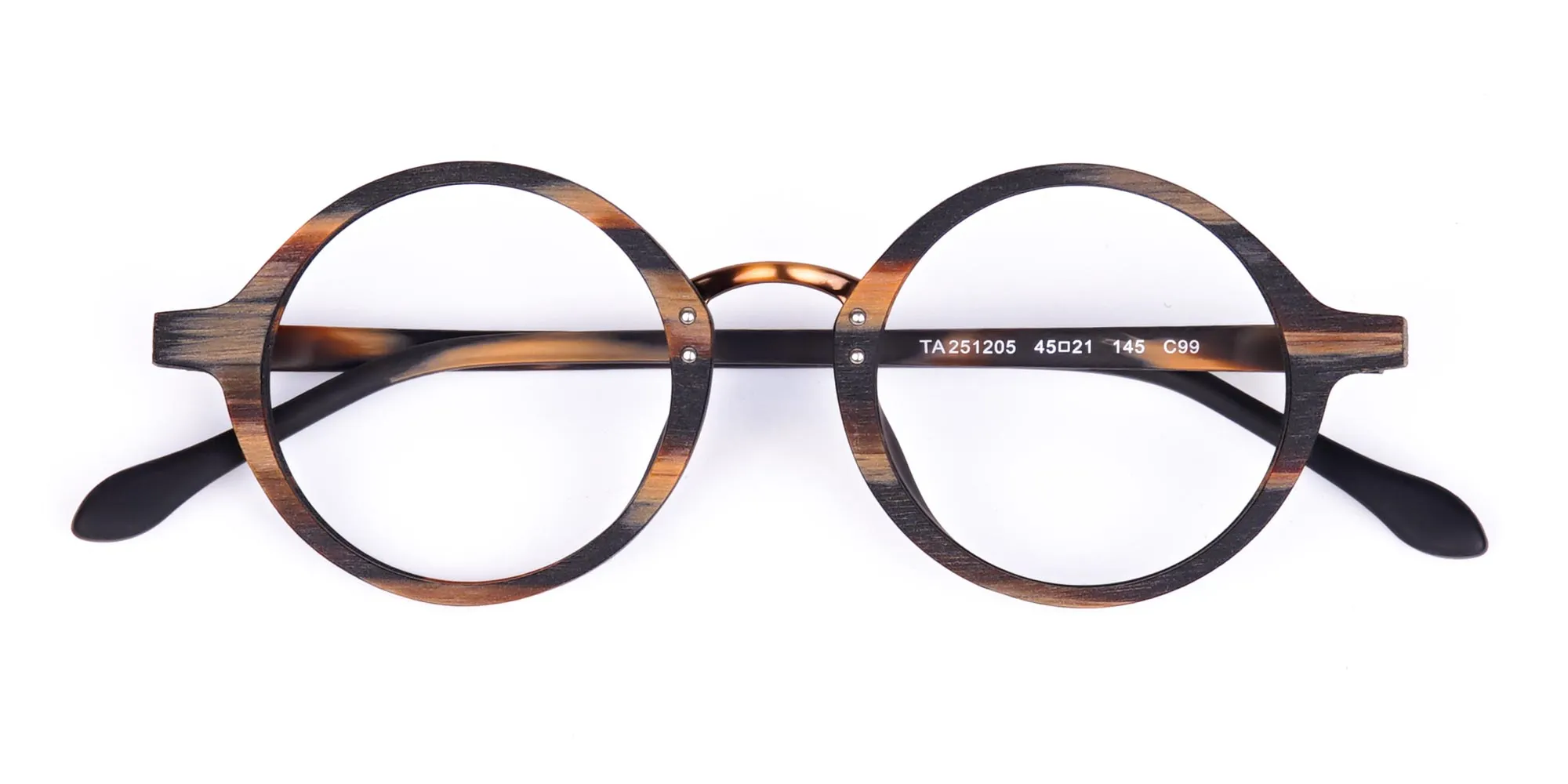 Tortoise Round Full Rim Wooden Glasses -2