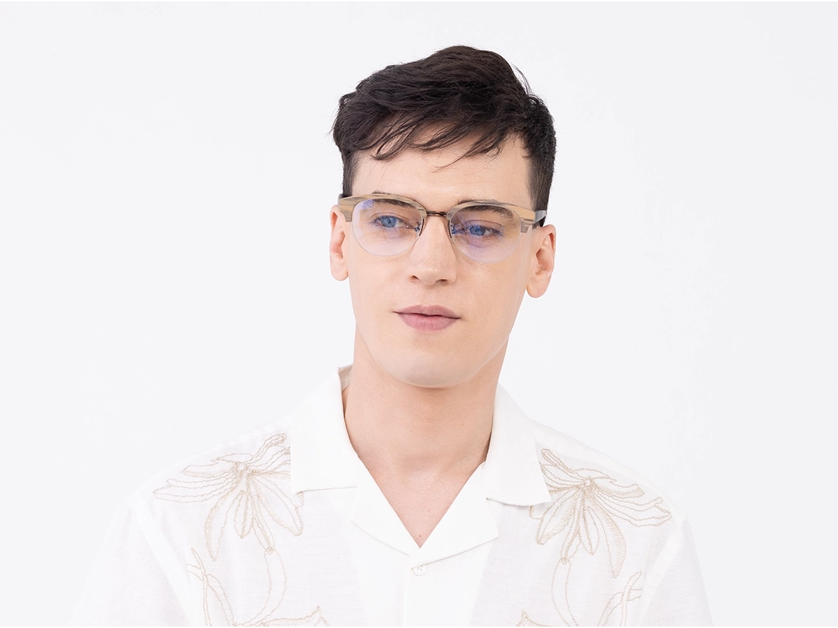 Round Copper Brown Wooden Glasses 41
