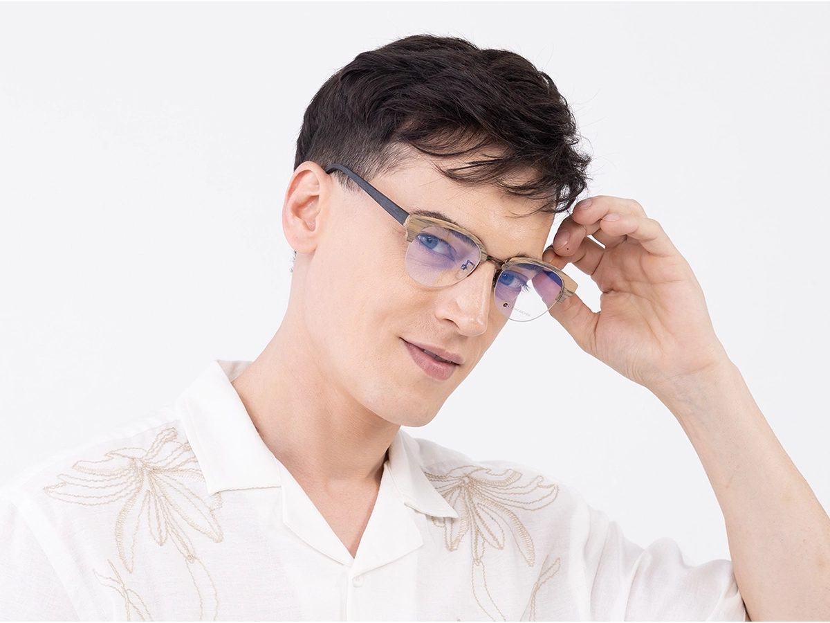 Round Copper Brown Wooden Glasses 42