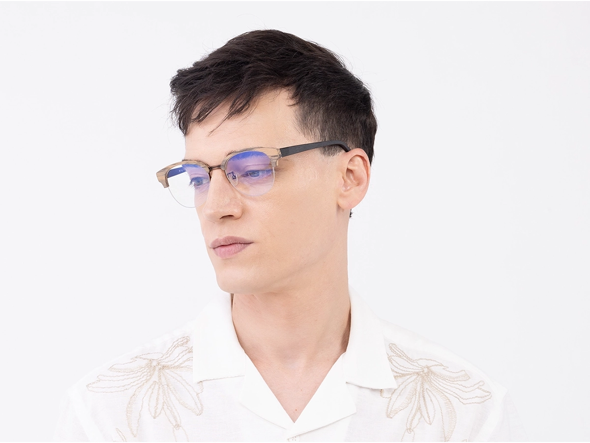 Round Copper Brown Wooden Glasses 43