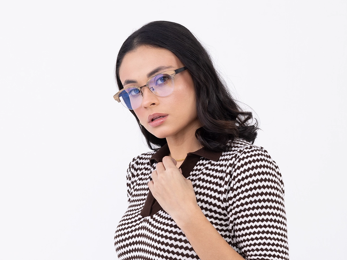 Round Copper Brown Wooden Glasses 53