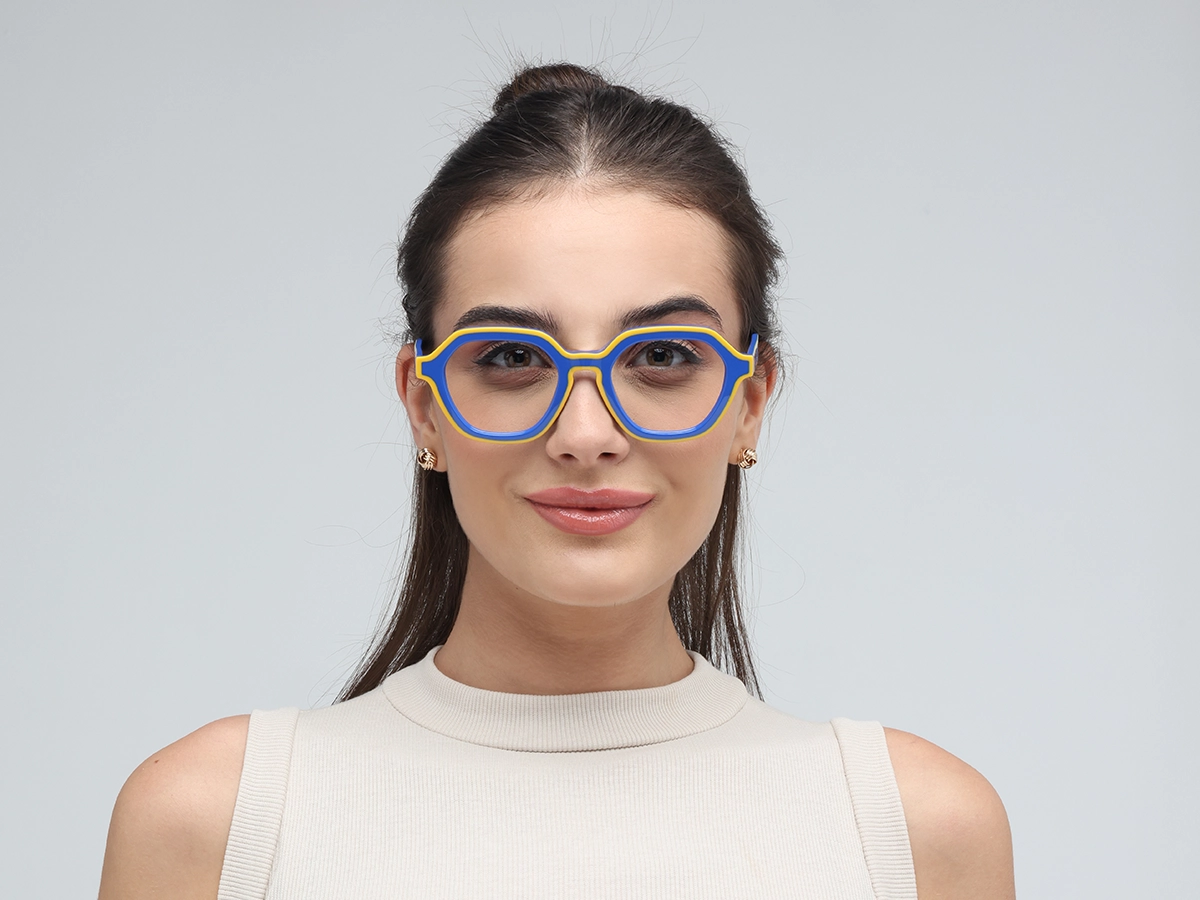 Blue Hexagonal Glasses-51