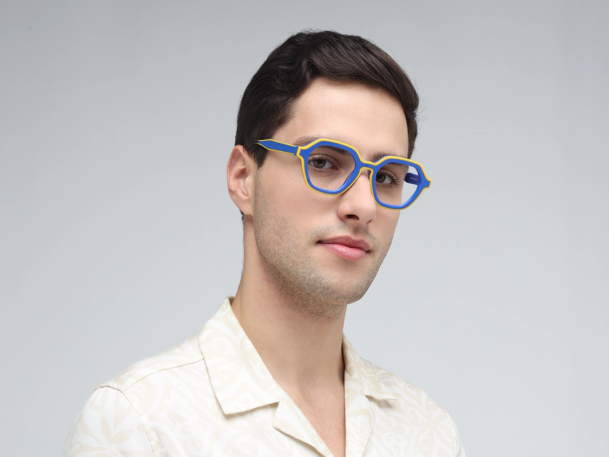 Blue Hexagonal Glasses-43