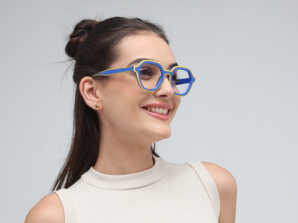 Blue Hexagonal Glasses-53