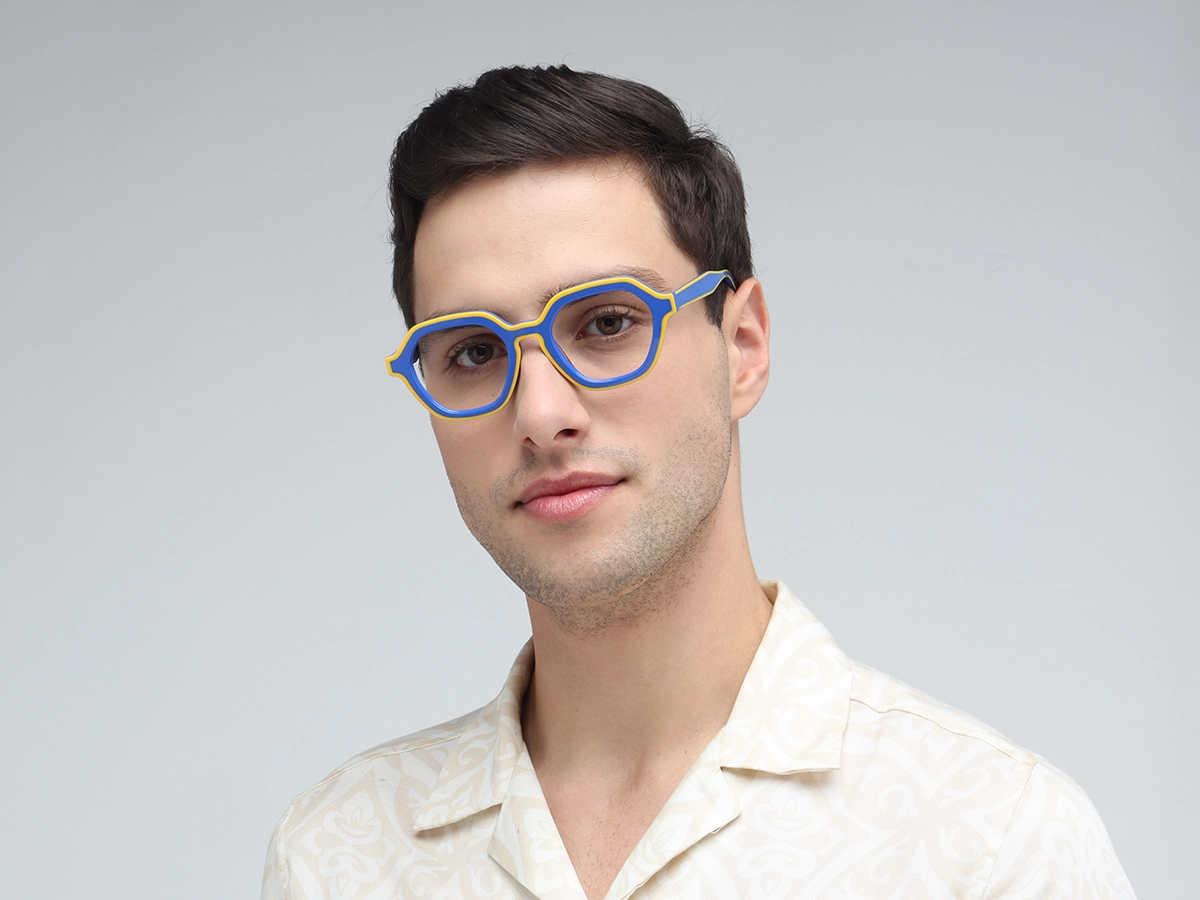Blue Hexagonal Glasses-42