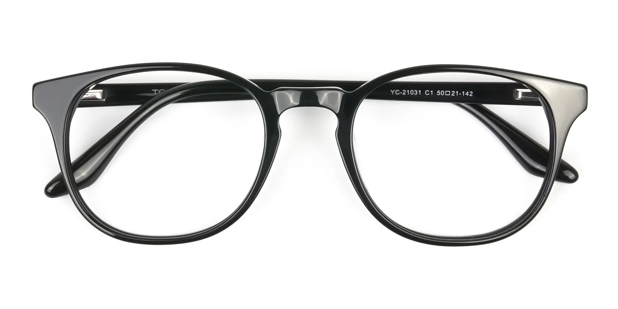 Black Square Style Glasses in Thin Frame - 2