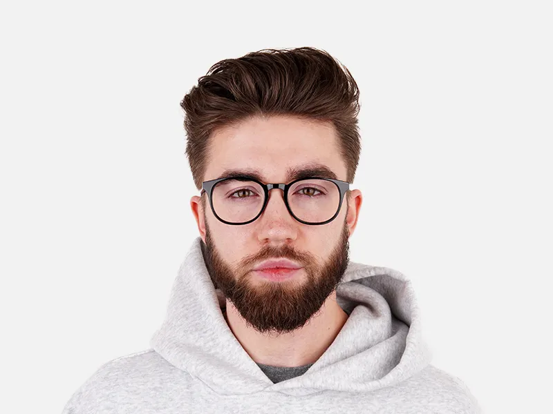 Black Square Style Glasses in Thin Frame - 2
