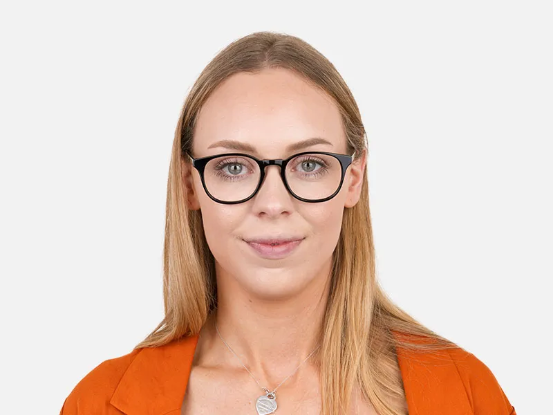 Black Square Style Glasses in Thin Frame - 2