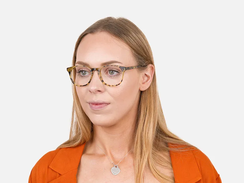 Keyhole Marzipan Tortoise Eyeglasses in Square - 2