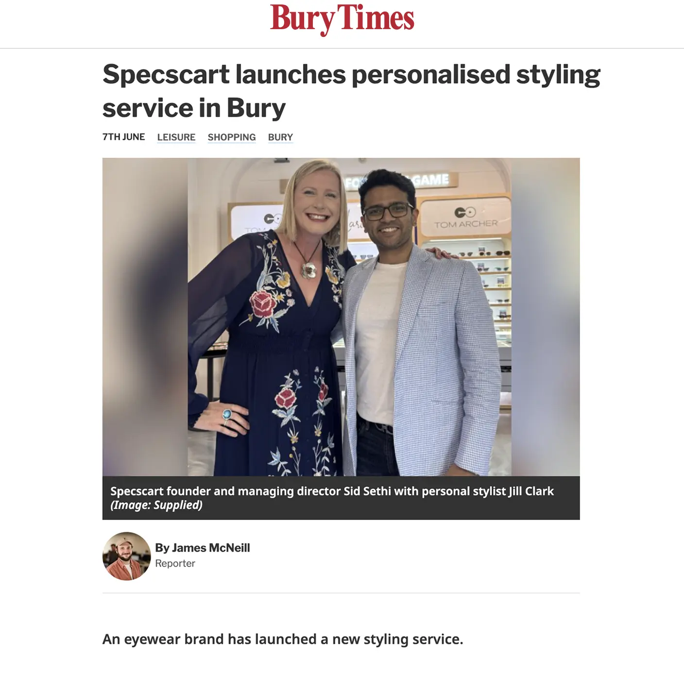 Specscart launches personalised styling service in Bury