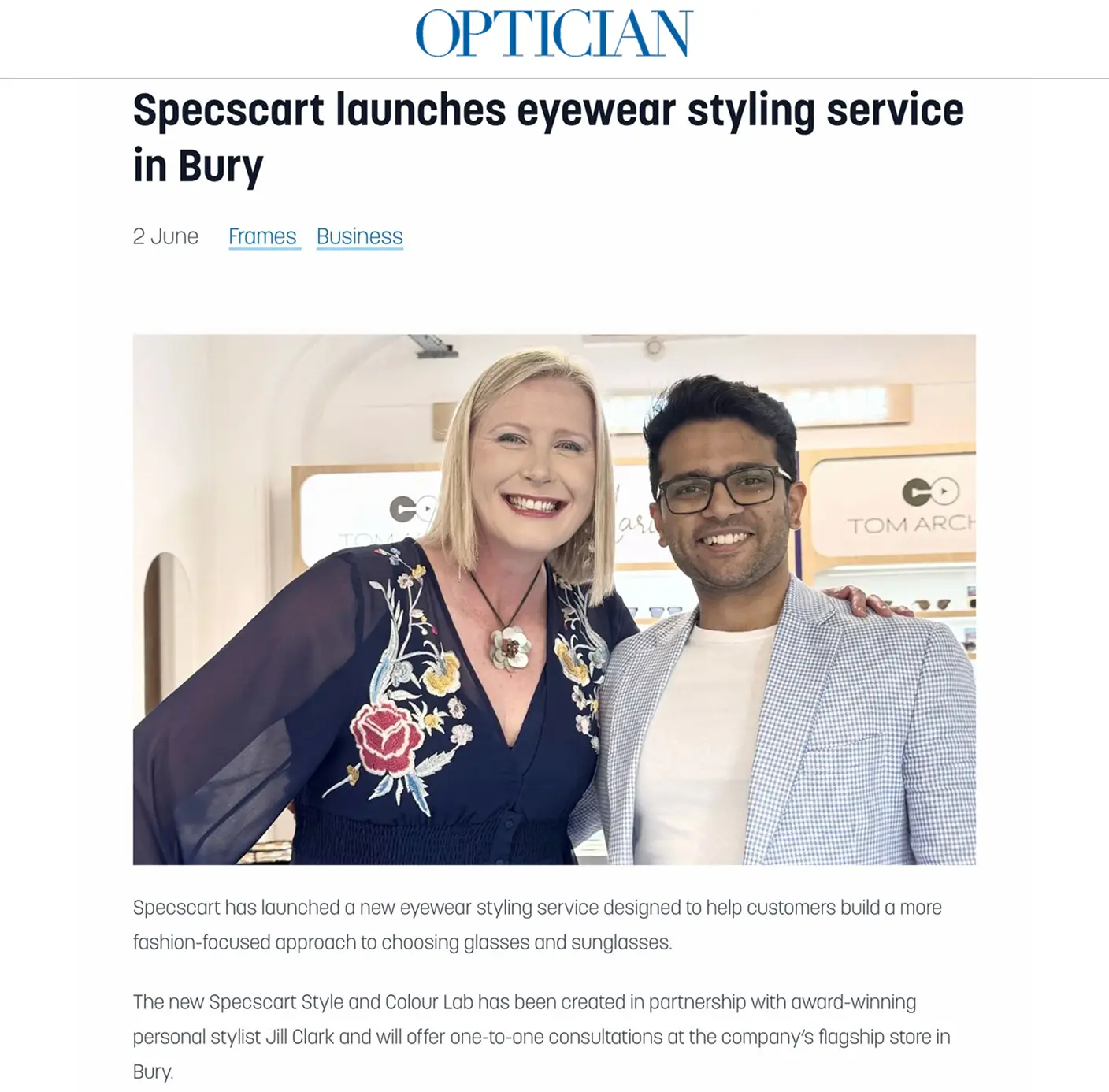 Specscart launches eyewear styling service in Bury